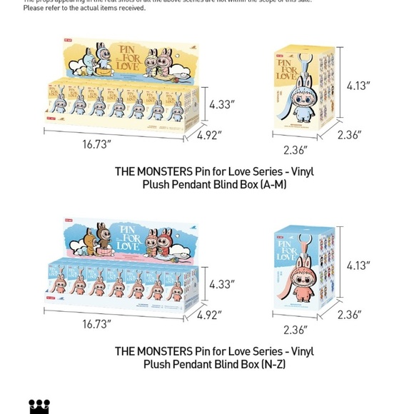 THE MONSTERS Pin for Love Series-Vinyl Plush Pendant “H” - Picture 5 of 5